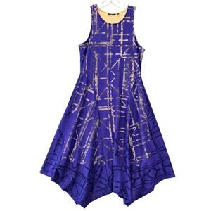 Apt 9 Purple Dress Stretch Midi Aline Sleeveless Casual Scoop Neck Womens Size S